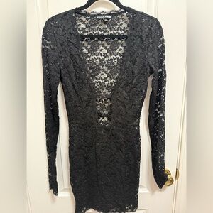 Fashion Nova Black Floral Lace Top